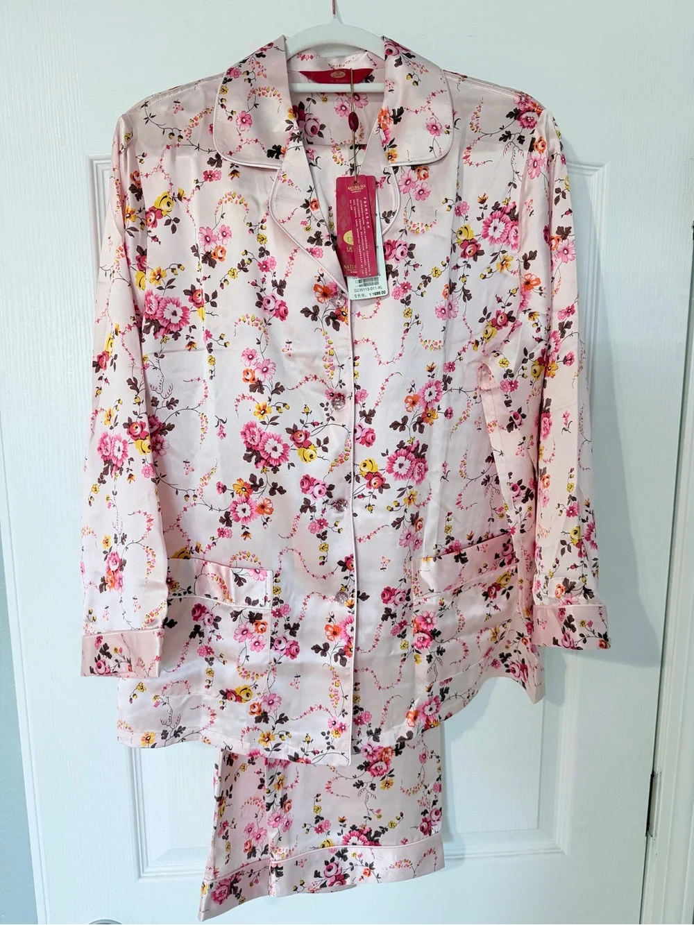{Daerli} 100% Chinese Mulberry Silk Floral Sleepwear Luxury Pajama Set - NWT